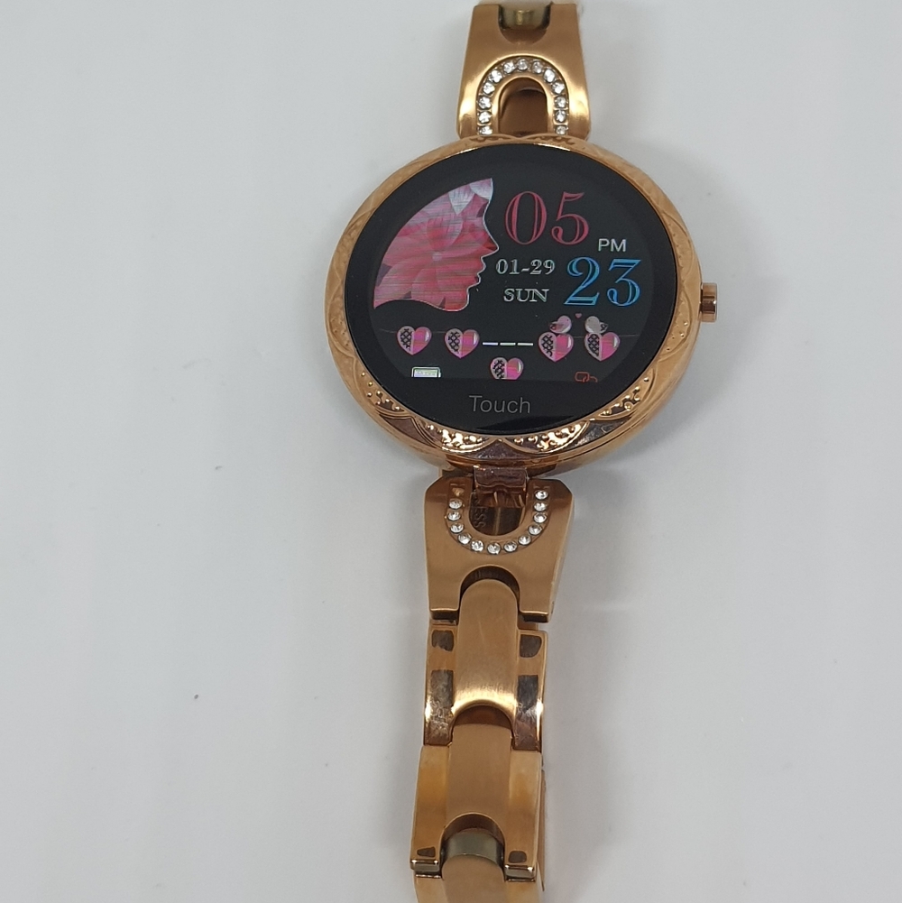 Rose Gold Android Compatible Smart Watch Bracelet - Picture 2 of 3